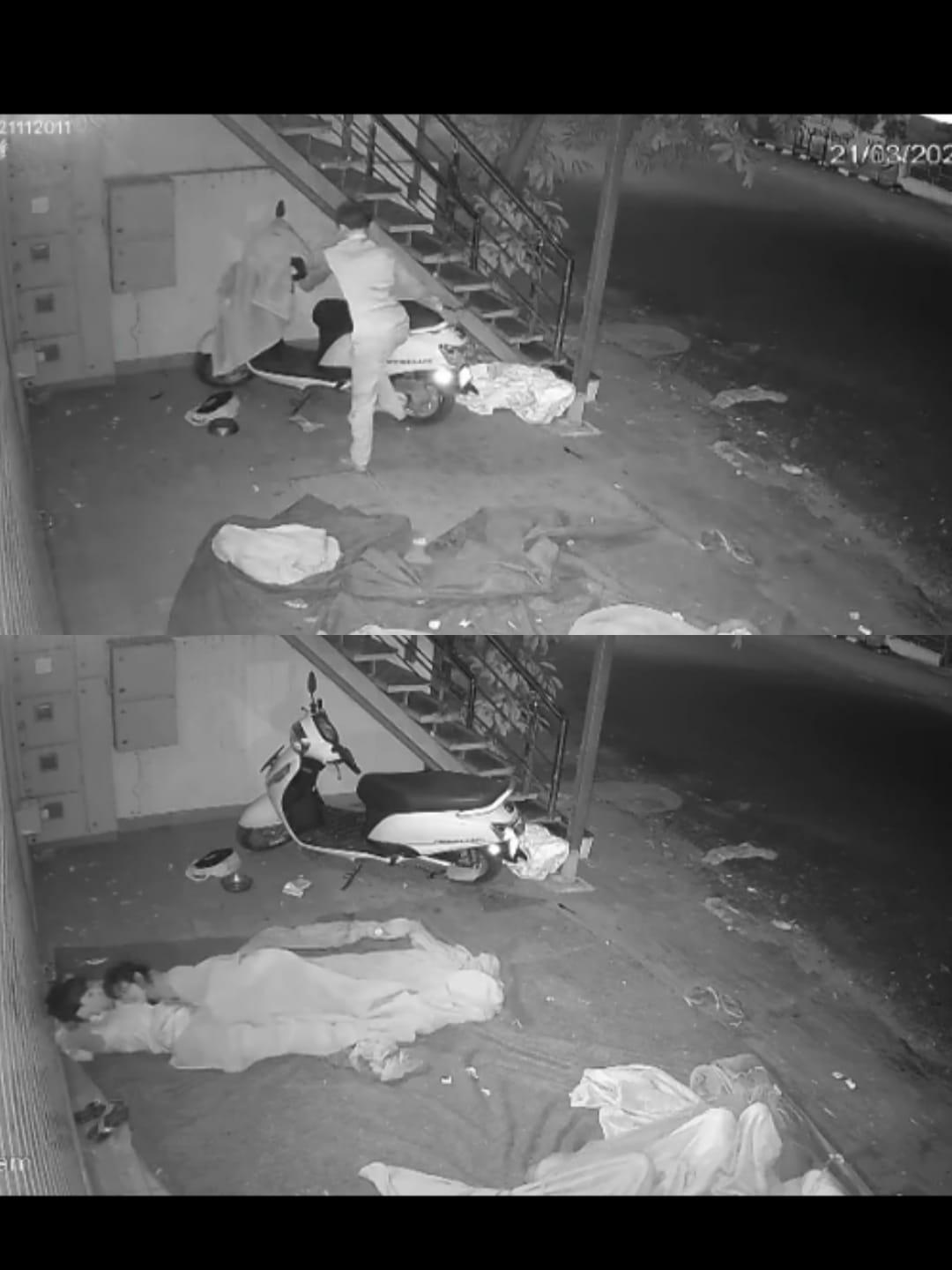 <p><span style="color: rgb(224, 62, 45);" data-mce-style="color: rgb(224, 62, 45);"><strong>રાજકોટના 'બંટી-બબલી' પહેલા દુકાનના ઓટલે નિરાંતે સૂતા</strong></span>, પછી મોપેડનું લોક તોડી થયા રફુચક્કર!</p>