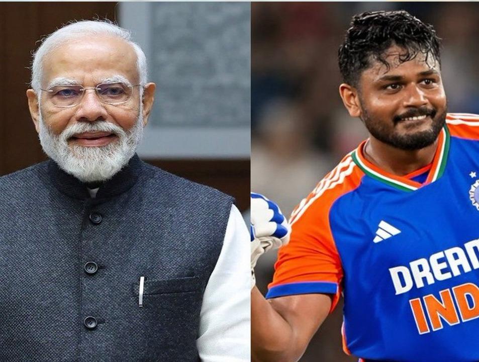 <p>વડાપ્રધાન નરેન્દ્ર મોદીએ <span style="color: rgb(224, 62, 45);" data-mce-style="color: rgb(224, 62, 45);"><strong>સંજુ સેમસનની પીઠ થાબડીને કર્યા વખાણ.....</strong></span></p>